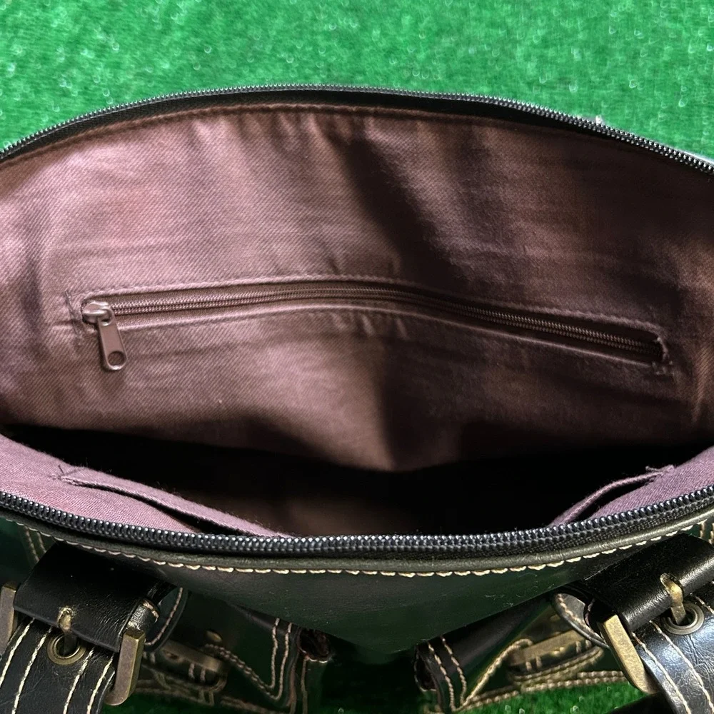 Y2K Gothic Aesthetic Black Medium Sim Leather Satchel Bag Purse